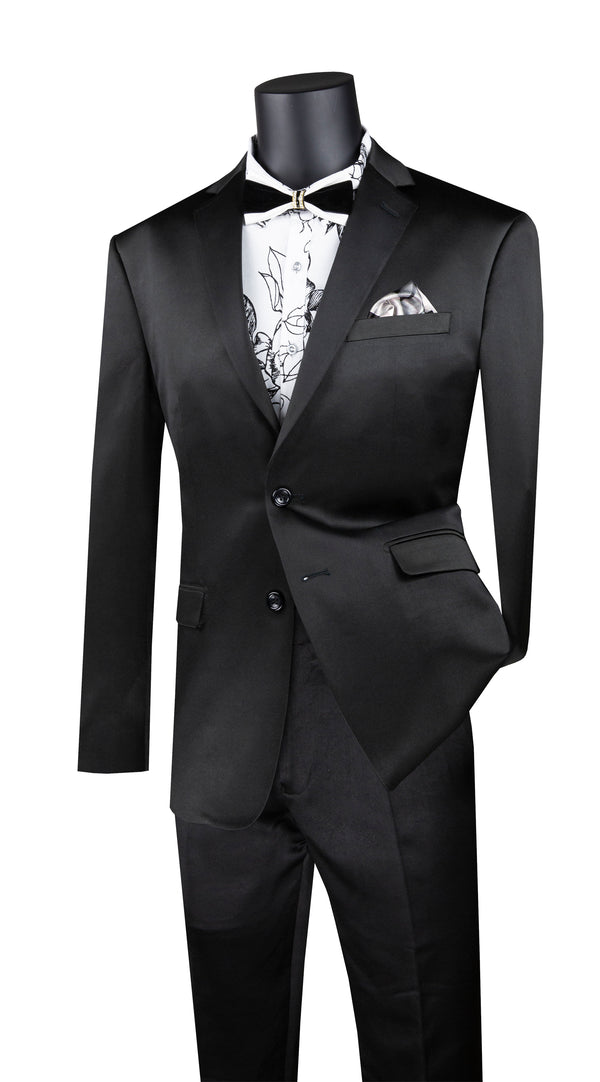 Prom Black Sateen Ultra Slim Fit Suit 2 Buttons 2 Piece