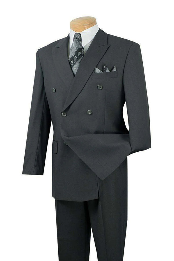Charcoal Regular Fit Double Breasted 2 Piece Suit - Suits99