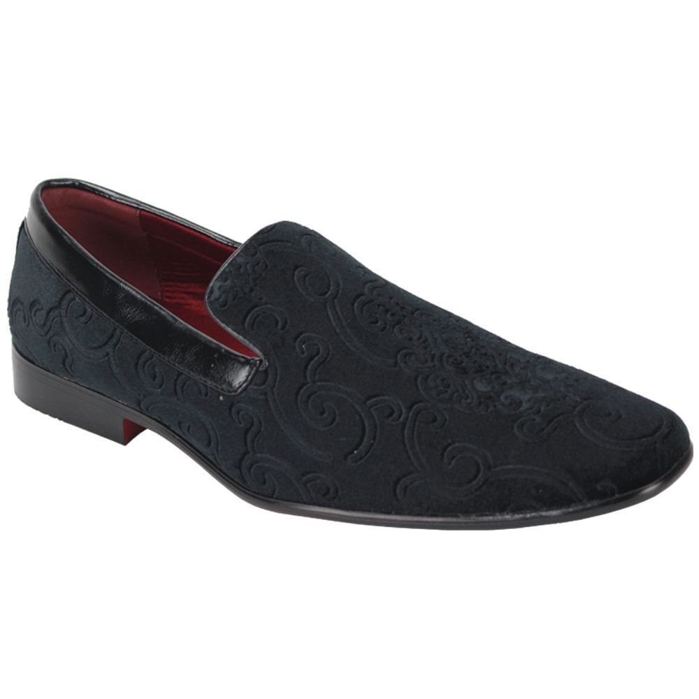 Black Velvet paisley Loafer - Suits99