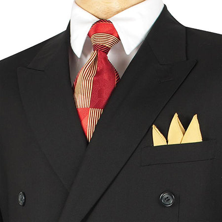 Ram Collection - Double Breasted Suit 2 Piece Regular Fit in Black - Suits99