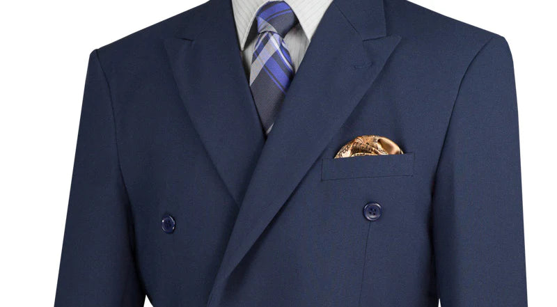 Ram Collection - Double Breasted Suit 2 Piece Regular Fit in Navy - Suits99